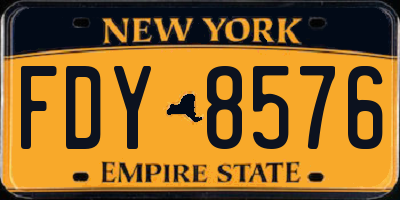 NY license plate FDY8576