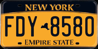 NY license plate FDY8580
