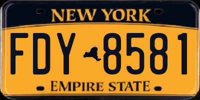NY license plate FDY8581
