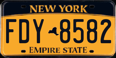 NY license plate FDY8582