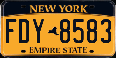 NY license plate FDY8583