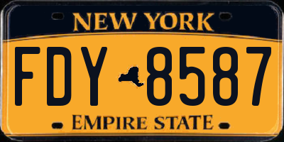 NY license plate FDY8587