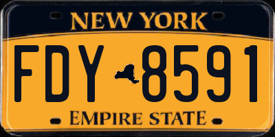 NY license plate FDY8591