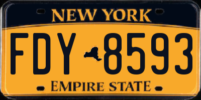NY license plate FDY8593