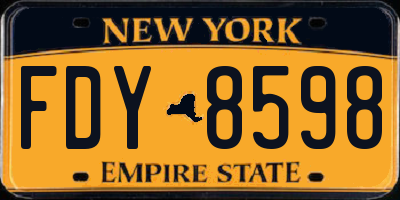 NY license plate FDY8598