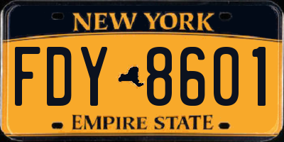 NY license plate FDY8601