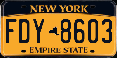NY license plate FDY8603