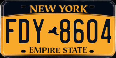 NY license plate FDY8604