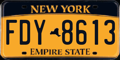 NY license plate FDY8613
