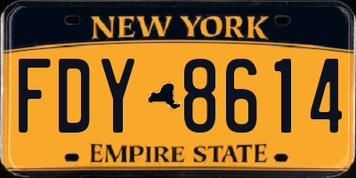 NY license plate FDY8614