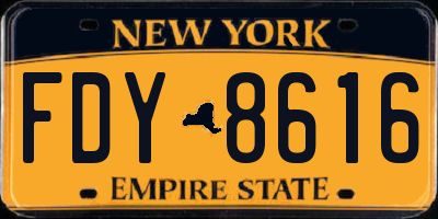NY license plate FDY8616