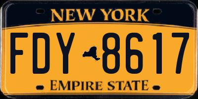 NY license plate FDY8617