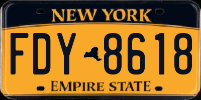 NY license plate FDY8618