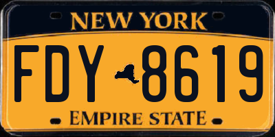 NY license plate FDY8619