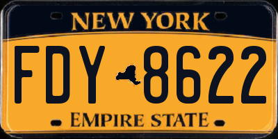 NY license plate FDY8622