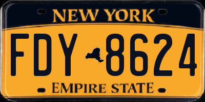 NY license plate FDY8624