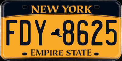 NY license plate FDY8625
