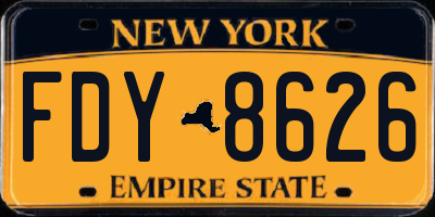 NY license plate FDY8626