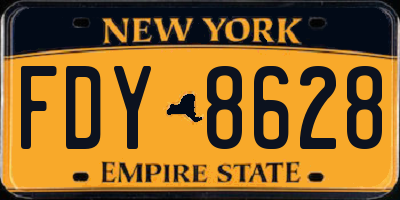 NY license plate FDY8628