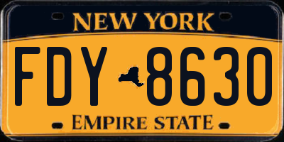 NY license plate FDY8630