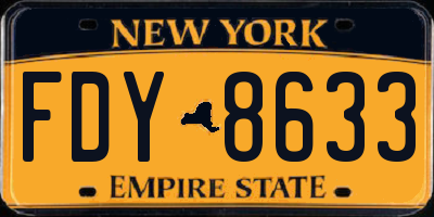 NY license plate FDY8633