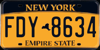 NY license plate FDY8634