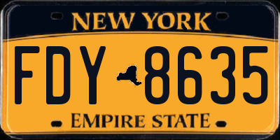 NY license plate FDY8635