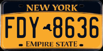 NY license plate FDY8636