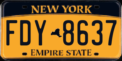 NY license plate FDY8637
