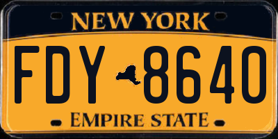 NY license plate FDY8640