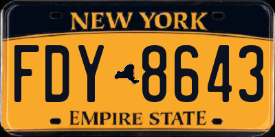 NY license plate FDY8643