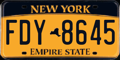 NY license plate FDY8645