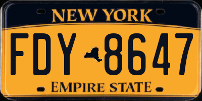 NY license plate FDY8647