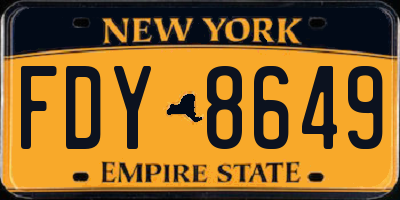 NY license plate FDY8649