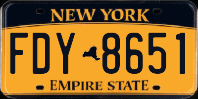NY license plate FDY8651