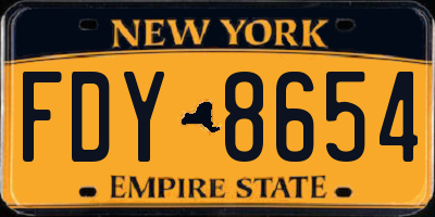 NY license plate FDY8654