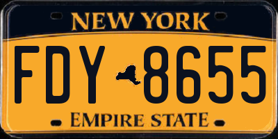 NY license plate FDY8655