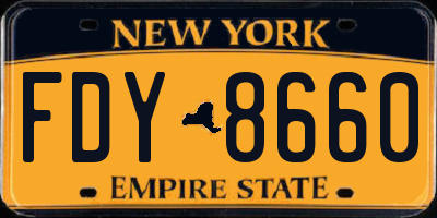 NY license plate FDY8660