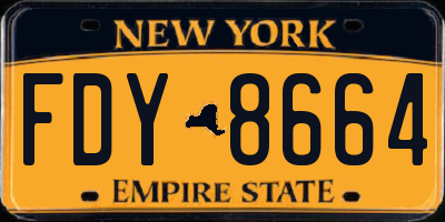 NY license plate FDY8664
