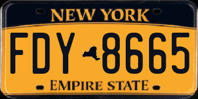 NY license plate FDY8665