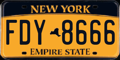 NY license plate FDY8666