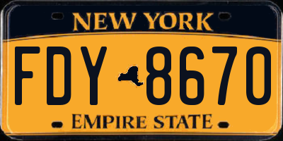 NY license plate FDY8670