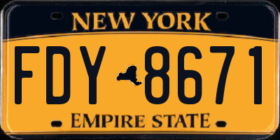NY license plate FDY8671