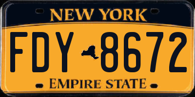 NY license plate FDY8672