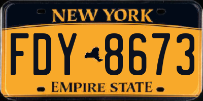NY license plate FDY8673