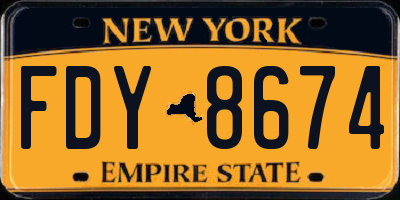 NY license plate FDY8674