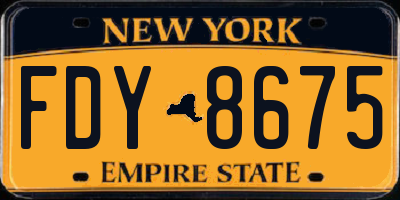 NY license plate FDY8675