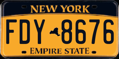 NY license plate FDY8676