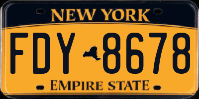 NY license plate FDY8678