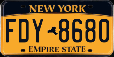 NY license plate FDY8680